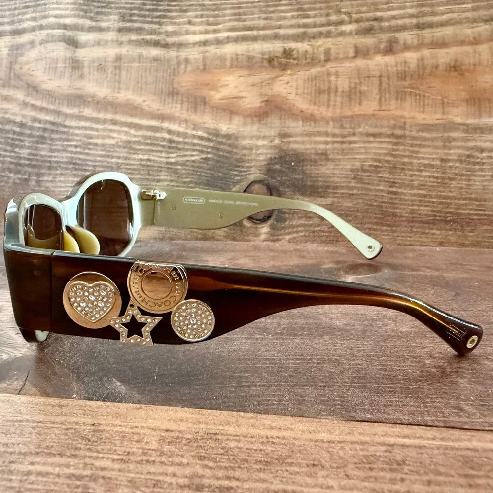 Coach Parker S848 Eyeglasses Brown Horn Rhinestone Heart Medallion FRAMES ONLY